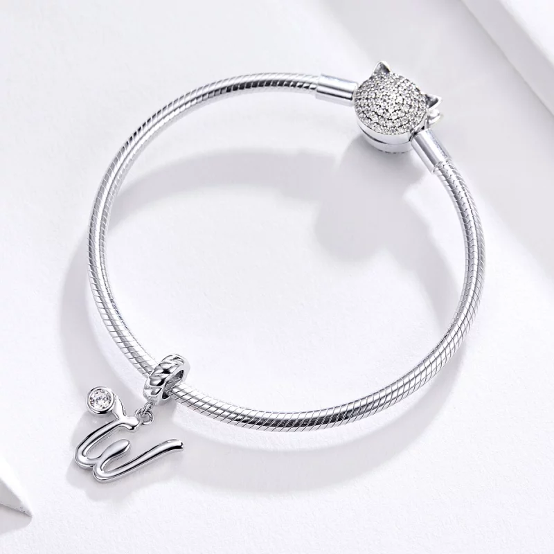 (image pour) Charm Pendant Style PANDORA Lettre W - SCC1183-W - Afficher 2