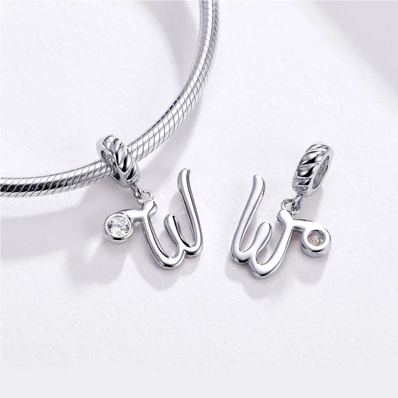 (image pour) Charm Pendant Style PANDORA Lettre W - SCC1183-W - Afficher 3