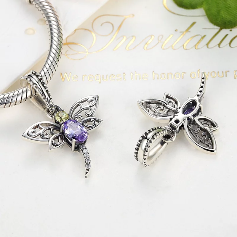 (image pour) Charm Pendant Style PANDORA Libellule - SCC048 - Afficher 4