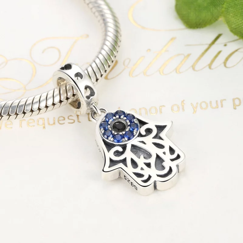 (image pour) Charm Pendant Style PANDORA Main Hamsa - SCC085 - Afficher 2