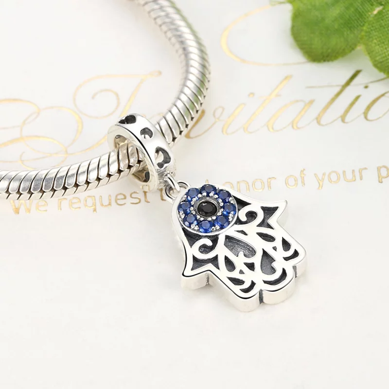 (image pour) Charm Pendant Style PANDORA Main Hamsa - SCC085 - Afficher 3