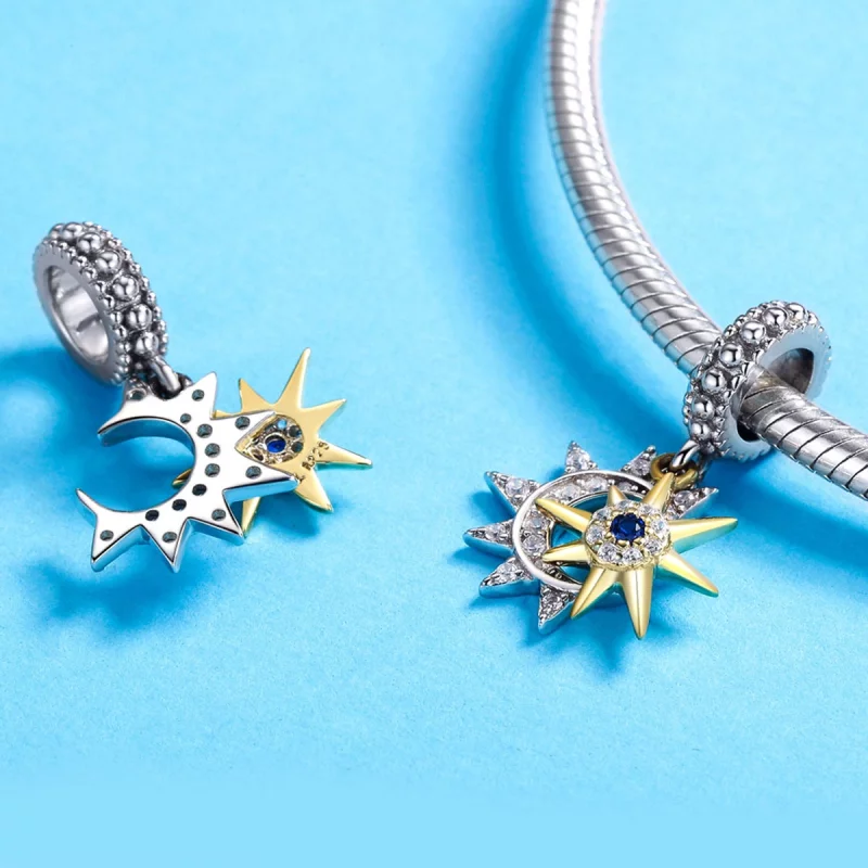 (image pour) Charm Pendant Style PANDORA Pavé Soleil Rencontre Lune - SCC1135 - Afficher 3