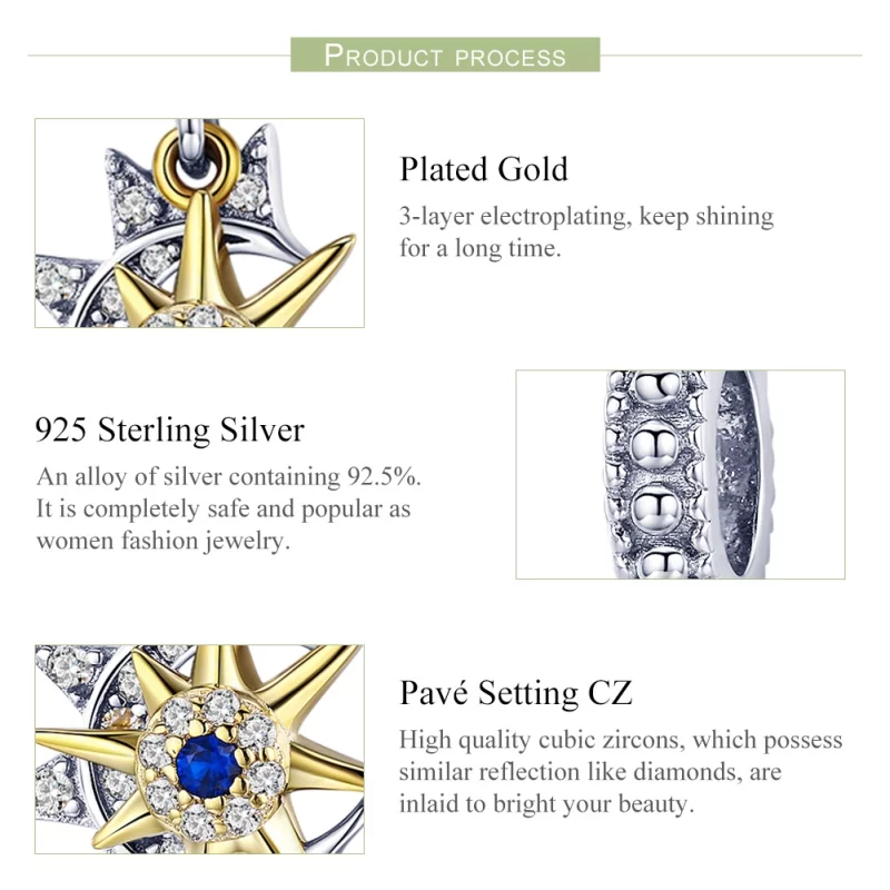 (image pour) Charm Pendant Style PANDORA Pavé Soleil Rencontre Lune - SCC1135 - Afficher 5