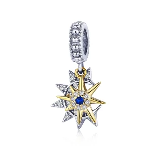 (image pour) Charm Pendant Style PANDORA Pavé Soleil Rencontre Lune - SCC1135