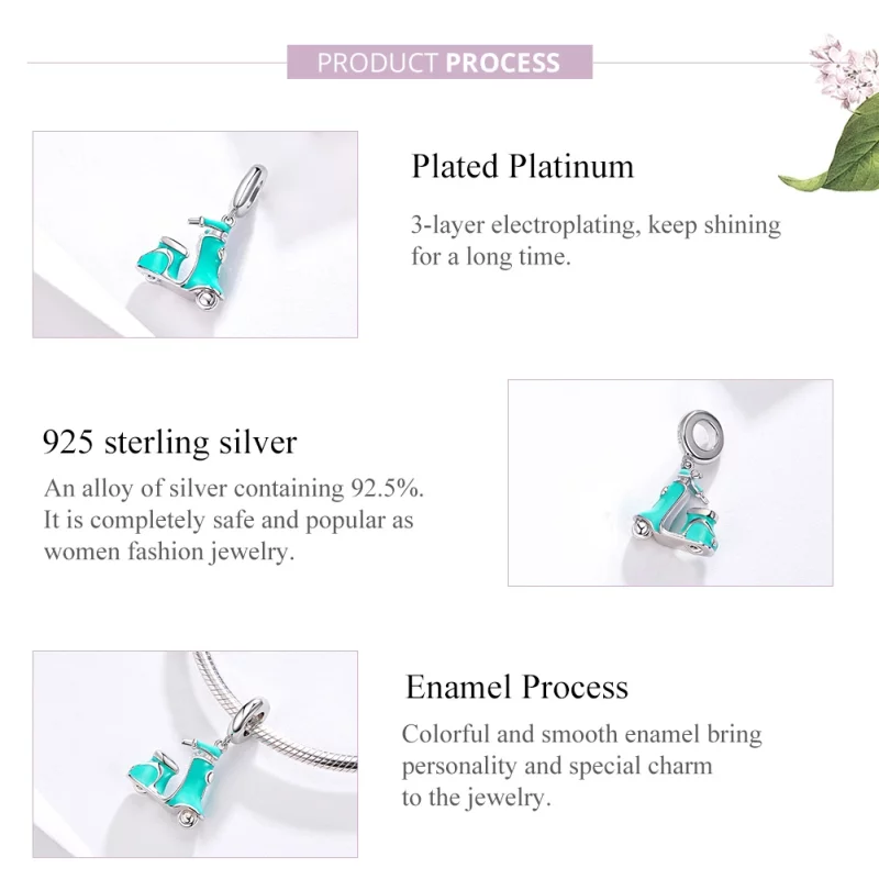 (image pour) Charm Pendant Style PANDORA Scooter - SCC1201 - Afficher 4