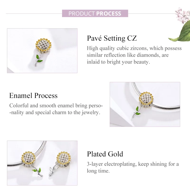 (image pour) Charm Pendant Style PANDORA Tournesol - SCC1211 - Afficher 4