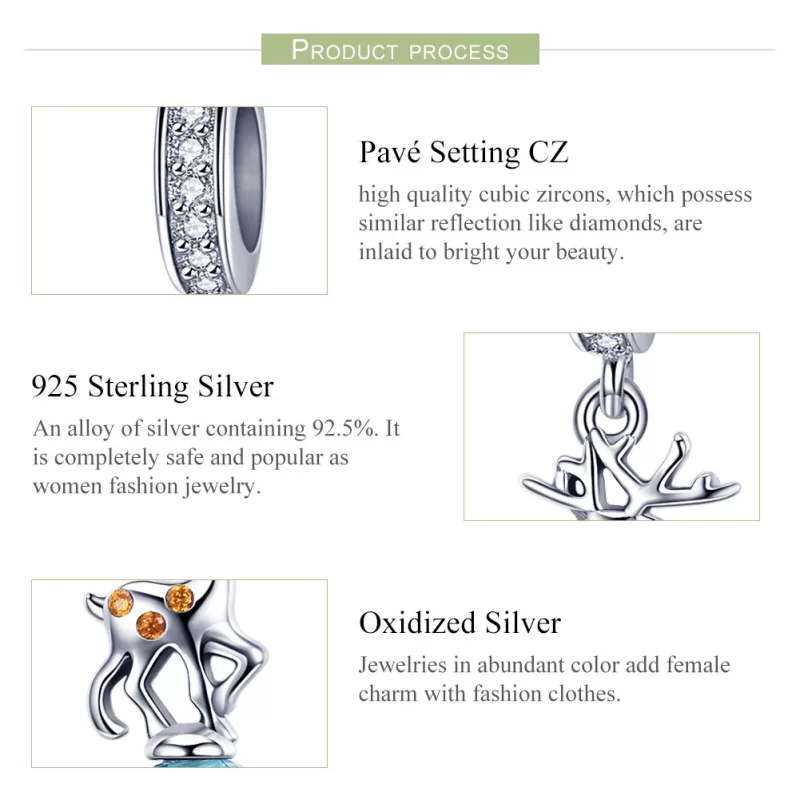 (image pour) Charm Pendant Style PANDORA Wapiti - SCC1010 - Afficher 6
