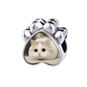 Charm photo personnalisé à l'image de patte de chat style Pandora - SCC1436 (image pour) Charm photo personnalisé à l'image de patte de chat style Pandora - SCC1436