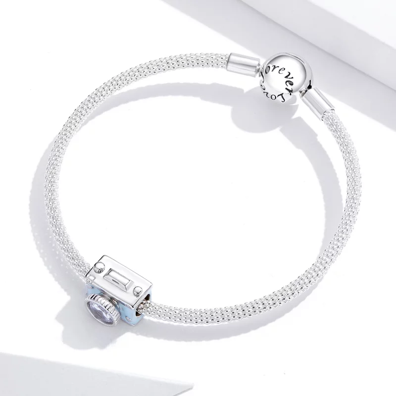 (image pour) Charm Style PANDORA Appareil photo bleu - BSC264 - Afficher 3