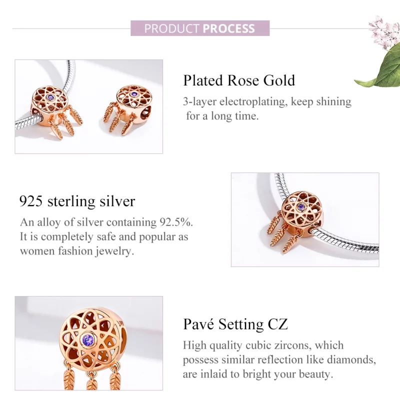 (image pour) Charm Style PANDORA Attrape Rêves Or Rose - SCC330-C - Afficher 8