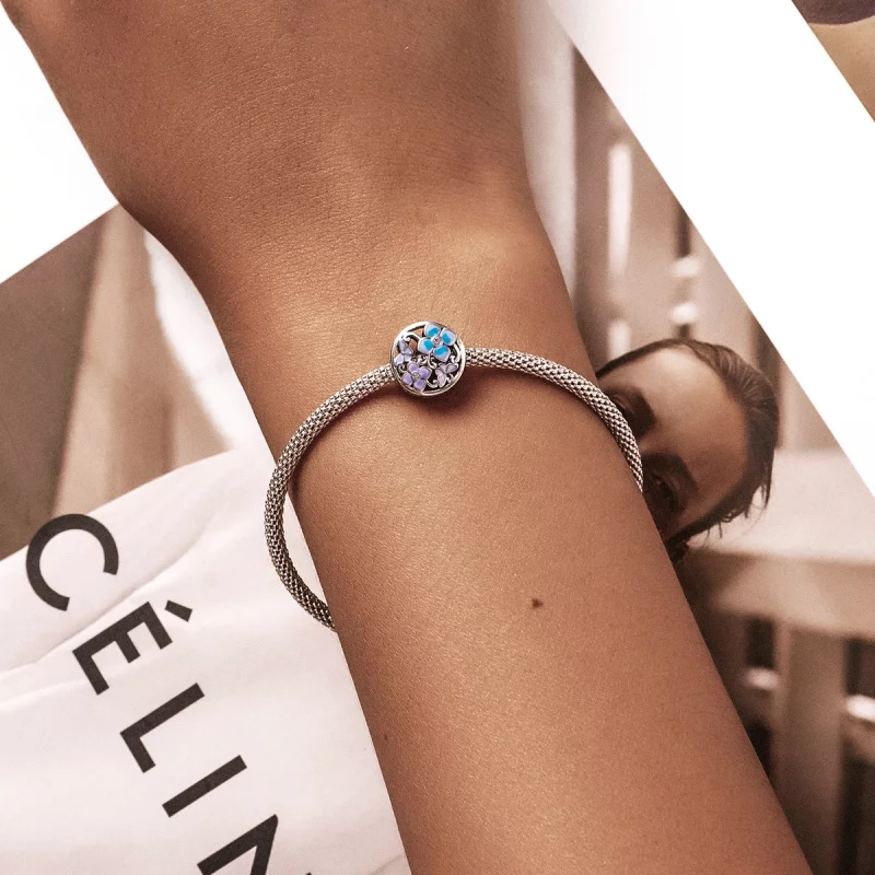 (image pour) Charm style Pandora avec des fleurs et des papillons - SCC2061 - Afficher 5