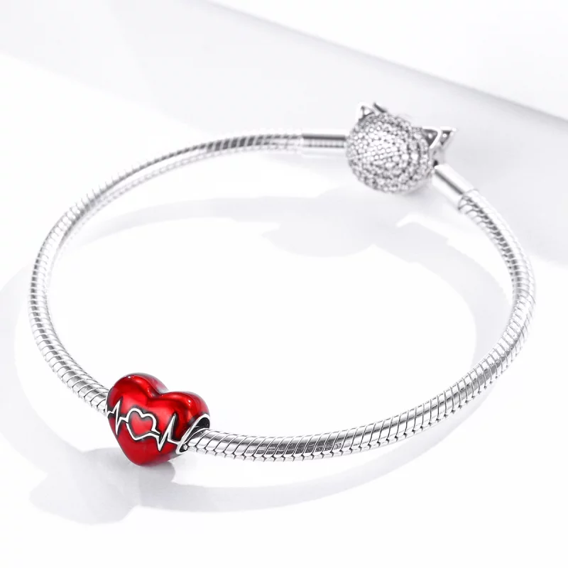 (image pour) Charm Style PANDORA Battement de coeur rouge de l'amour - SCC1569 - Afficher 3