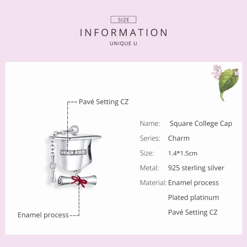 (image pour) Charm Style PANDORA Casquette d'obtention du diplôme universitaire - BSC357 - Afficher 7