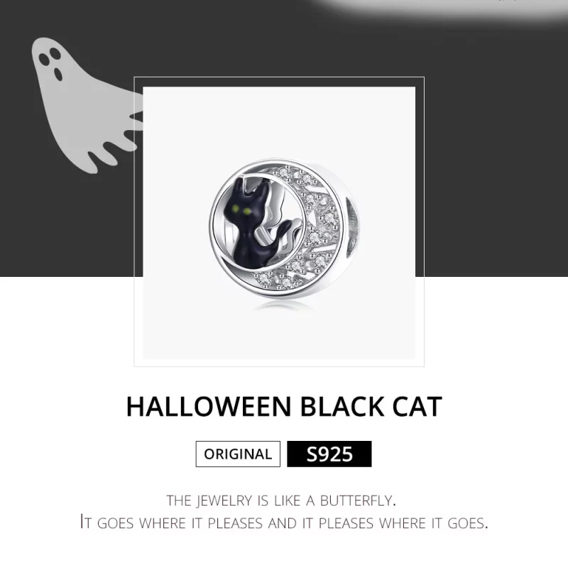 (image pour) Charm Style PANDORA Chat noir d'Halloween - BSC325 - Afficher 6