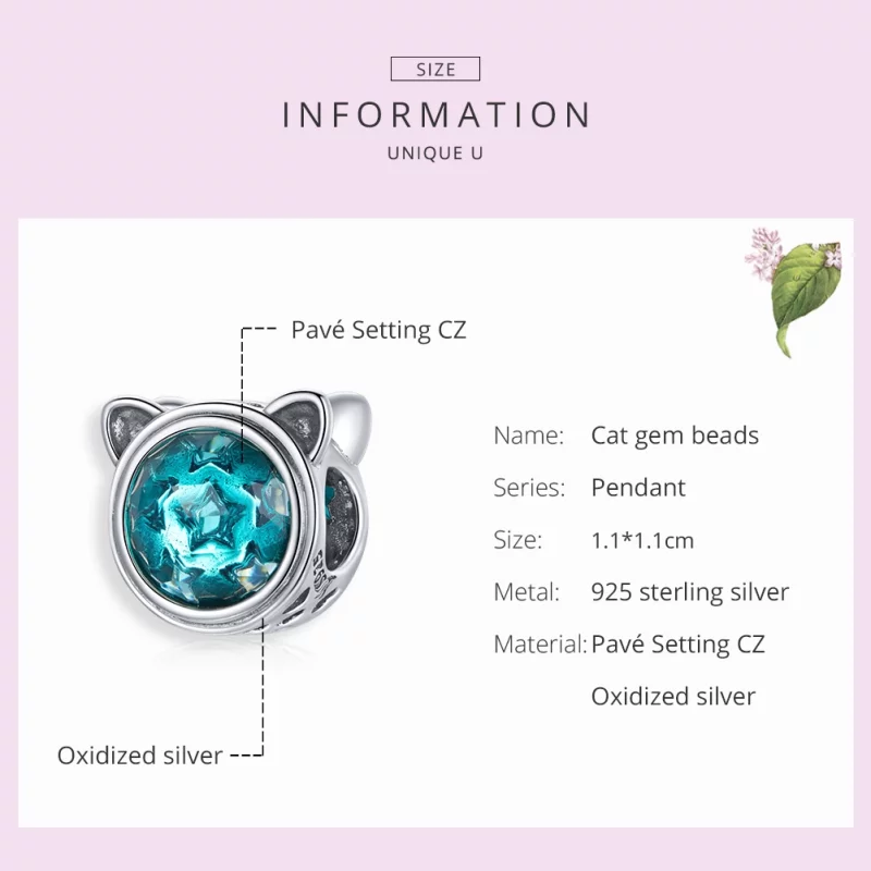 (image pour) Charm Style PANDORA Chat sarcelle - SCC1800 - Afficher 7