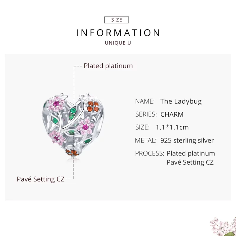 (image pour) Charm Style PANDORA Coccinelle & Fleurs - BSC117 - Afficher 6