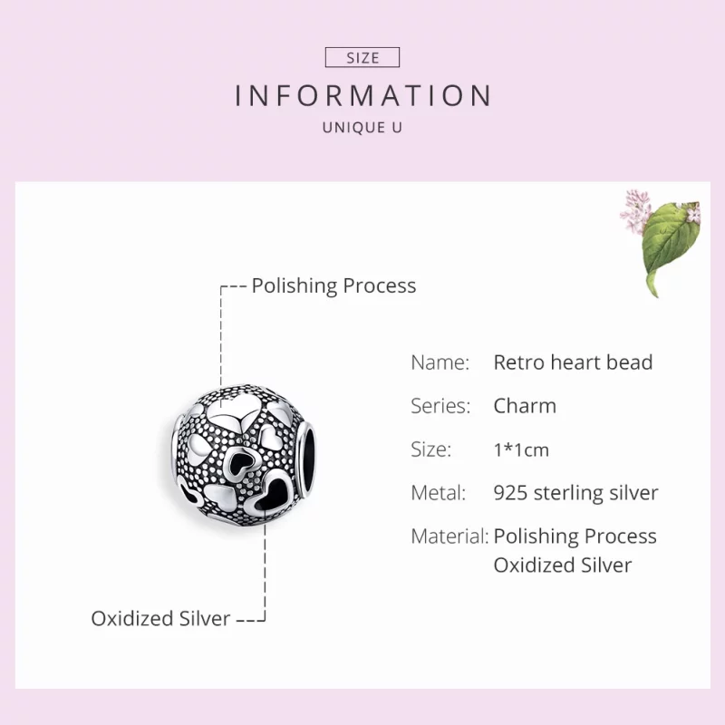 (image pour) Charm Style PANDORA Coeur rétro - SCC1451 - Afficher 7