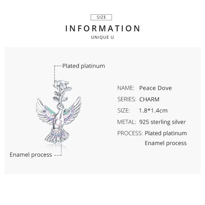 (image pour) Charm Style PANDORA Colombe de la Paix - BSC295 - Afficher 8