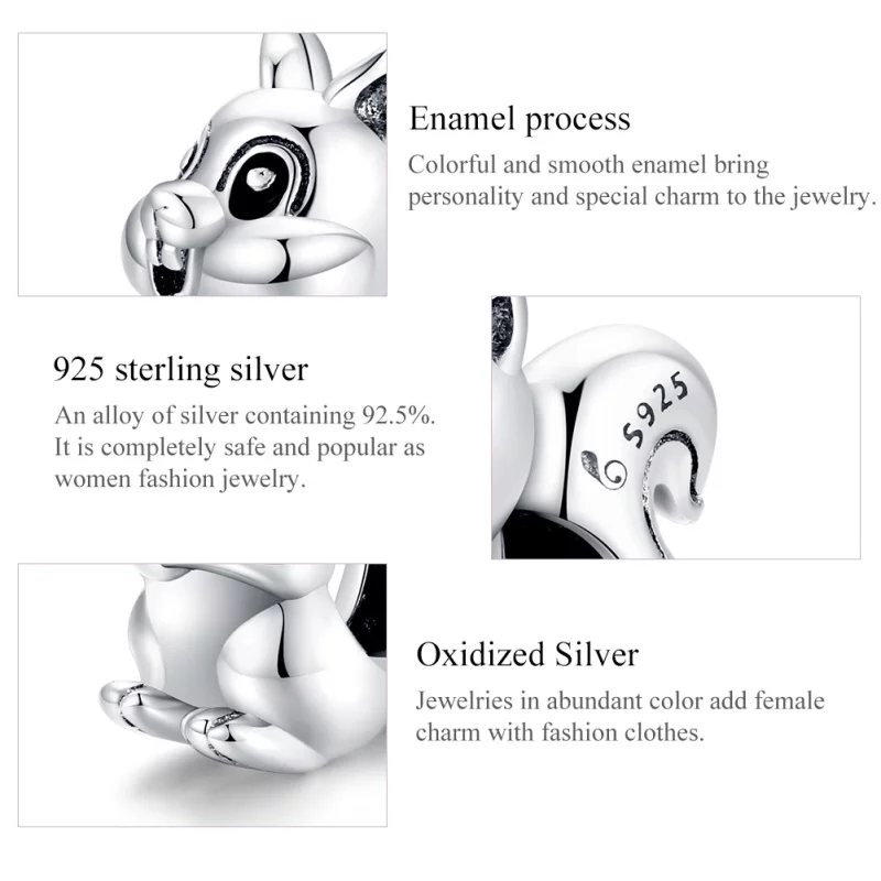 (image pour) Charm Style PANDORA Écureuil mignon - BSC338 - Afficher 7