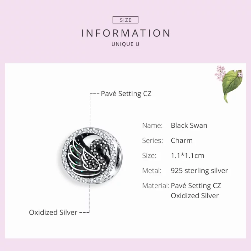 (image pour) Charm Style PANDORA Cygne noir - SCC1342 - Afficher 7