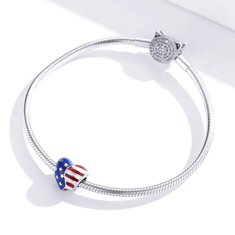(image pour) Charm style Pandora drapeau américain - BSC281 - Afficher 2