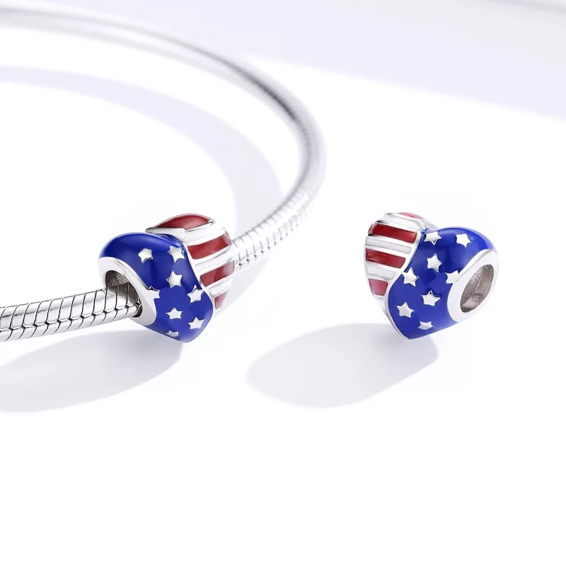 (image pour) Charm style Pandora drapeau américain - BSC281 - Afficher 3
