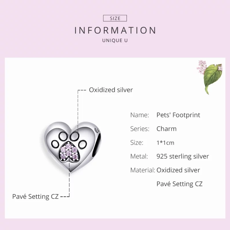 (image pour) Charm Style PANDORA Empreinte de l'animal - BSC209 - Afficher 5