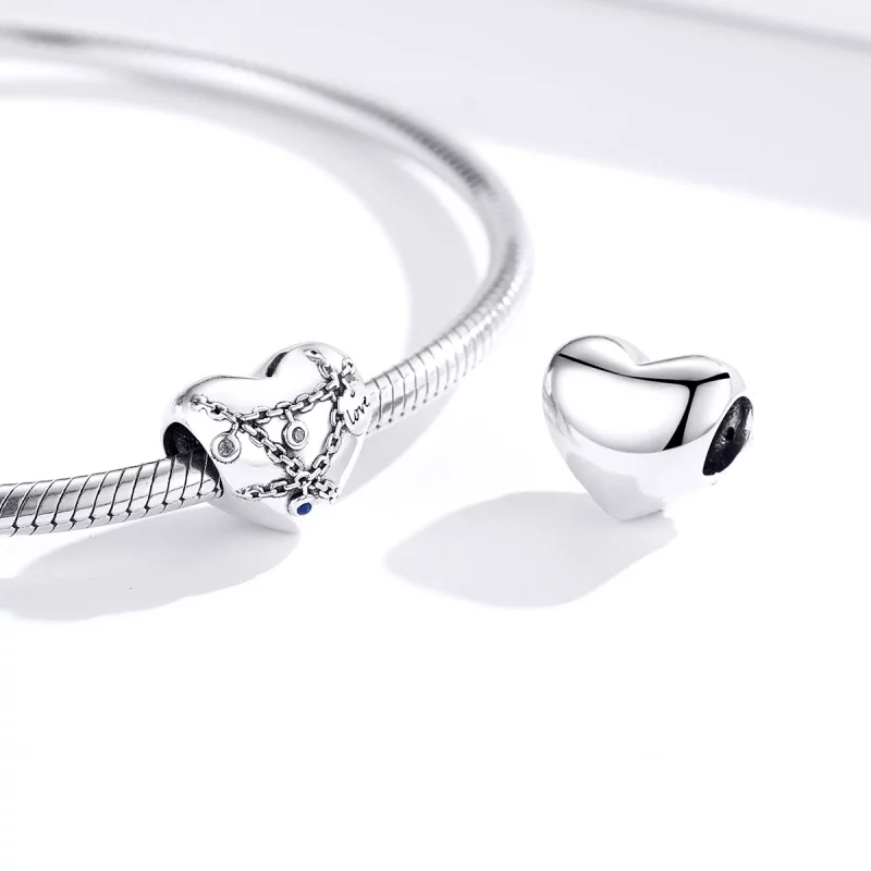 (image pour) Charm style Pandora en forme de cadenas de cœur - SCC1538 - Afficher 2