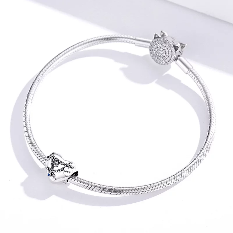 (image pour) Charm style Pandora en forme de cadenas de cœur - SCC1538 - Afficher 3