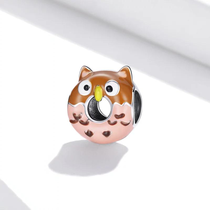 (image pour) Charm style Pandora en forme de donuts avec un hibou - SCC1882 - Afficher 2