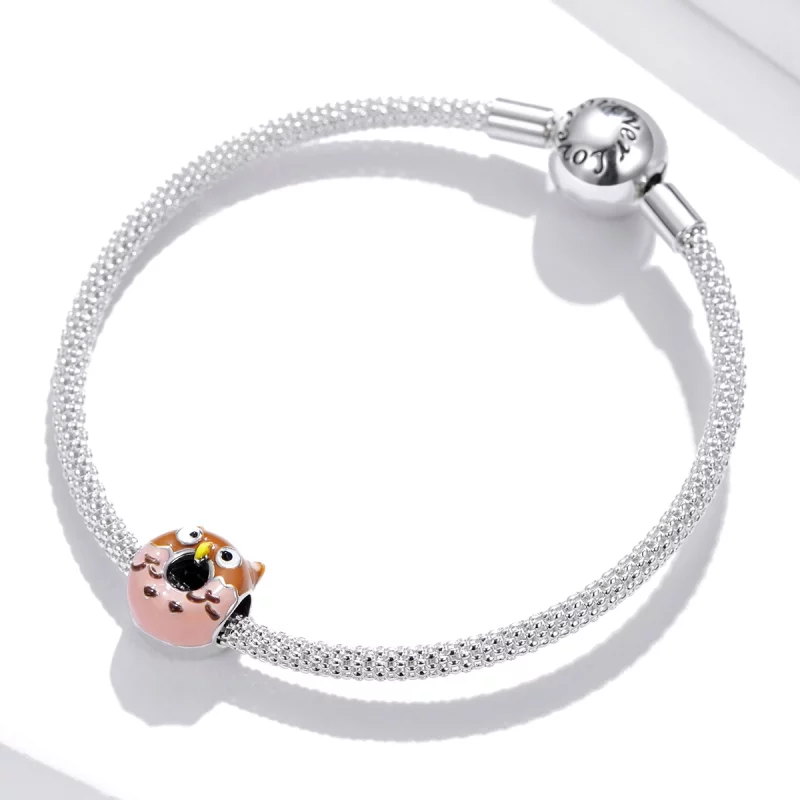 (image pour) Charm style Pandora en forme de donuts avec un hibou - SCC1882 - Afficher 3