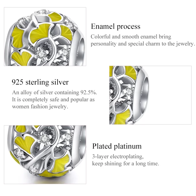 (image pour) Charm Style PANDORA Feuilles de Ginkgo élégantes - BSC334 - Afficher 7