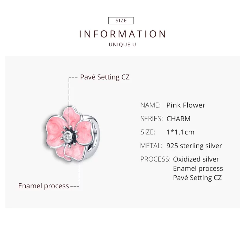 (image pour) Charm Style PANDORA Fleur rose - SCC1729 - Afficher 8