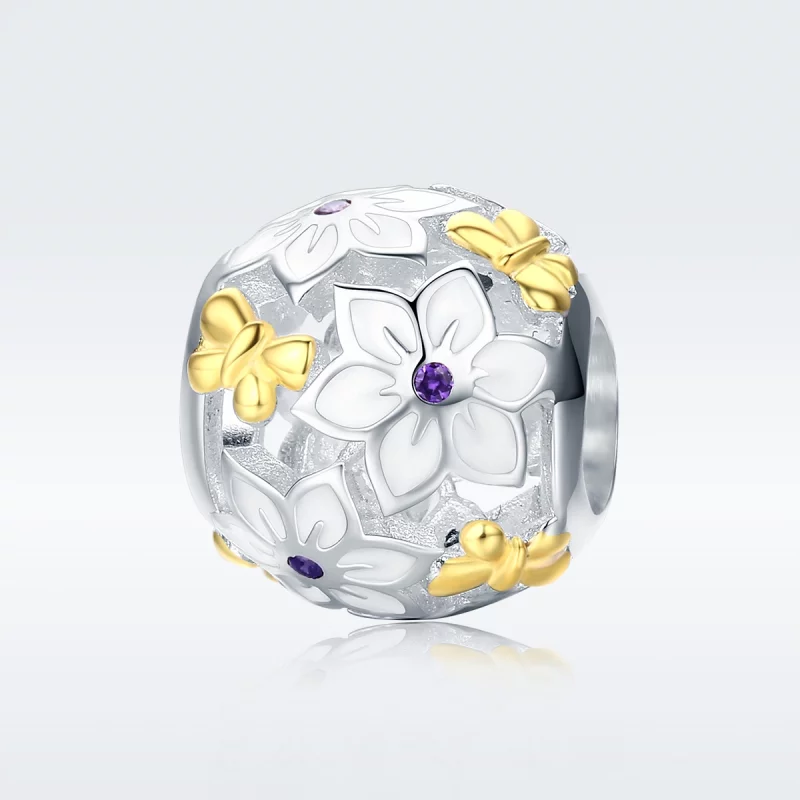 (image pour) Charm Style PANDORA Fleurs et papillons Bicolore - SCC546 - Afficher 2