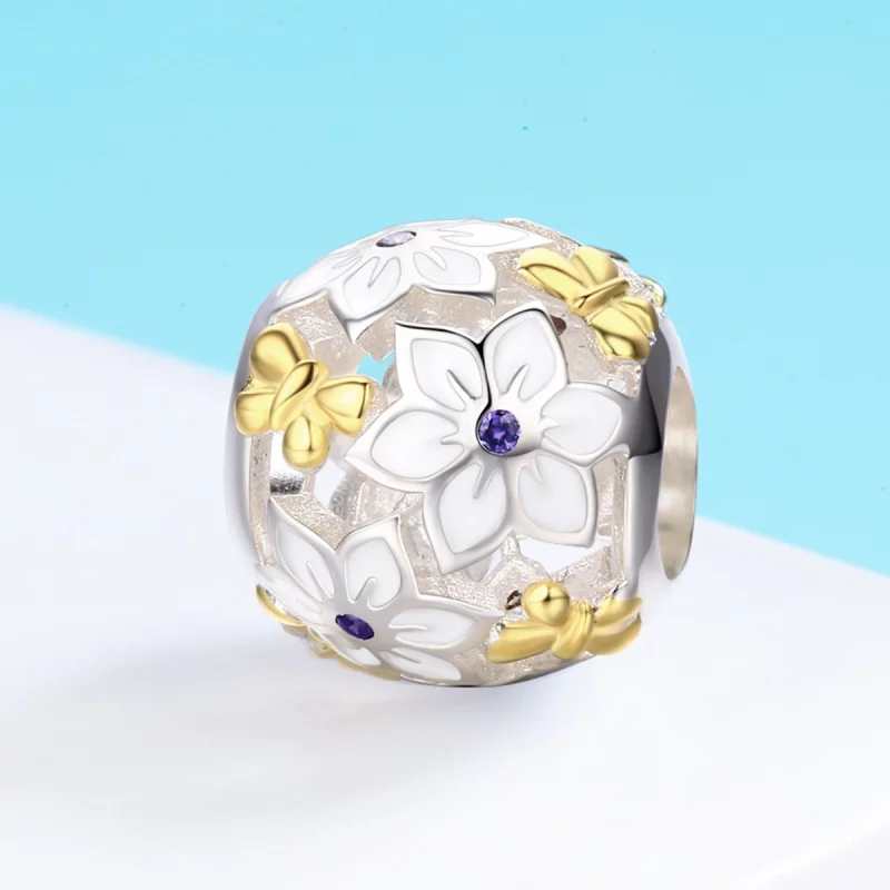 (image pour) Charm Style PANDORA Fleurs et papillons Bicolore - SCC546 - Afficher 3