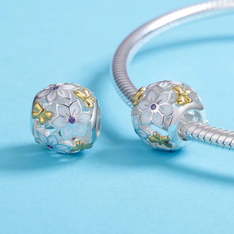 (image pour) Charm Style PANDORA Fleurs et papillons Bicolore - SCC546 - Afficher 5
