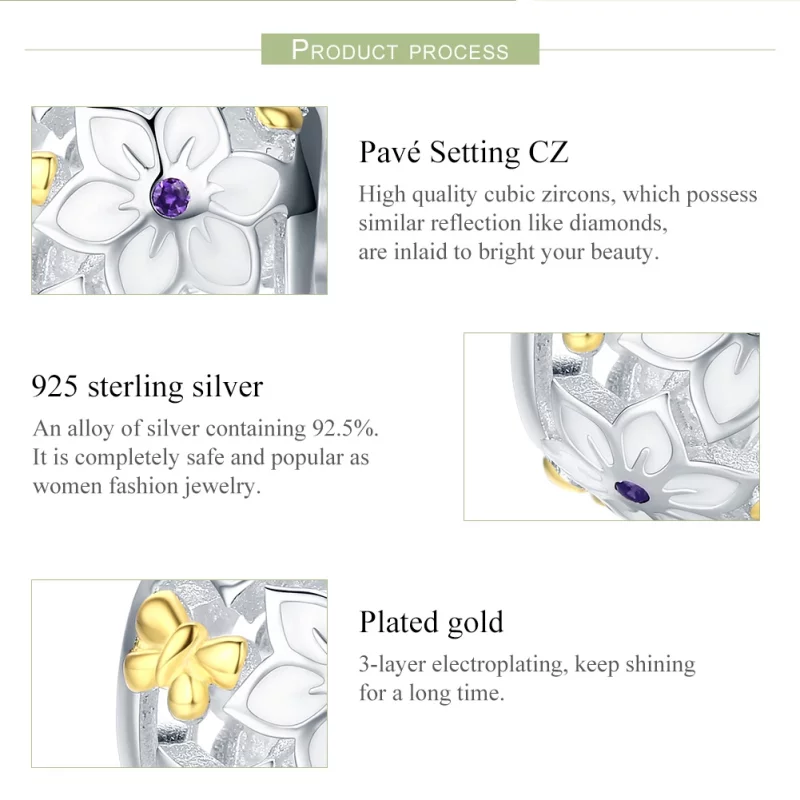 (image pour) Charm Style PANDORA Fleurs et papillons Bicolore - SCC546 - Afficher 7