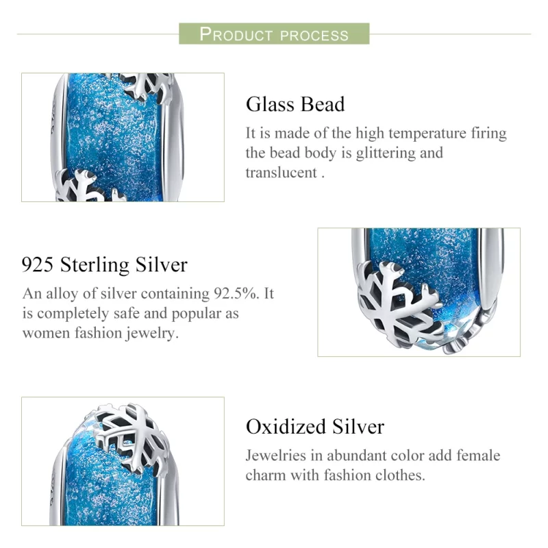 (image pour) Charm Style PANDORA Flocons de neige gelés d'hiver - SCC862 - Afficher 7