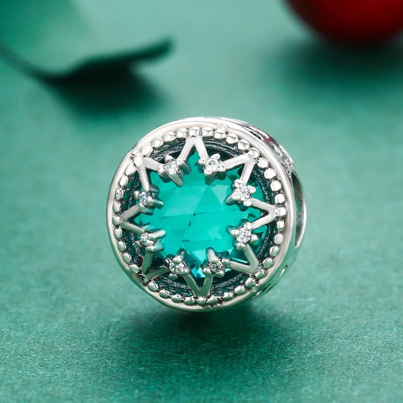 (image pour) Charm Style PANDORA Flocons de neige émeraude romantique - SCC308 - Afficher 3