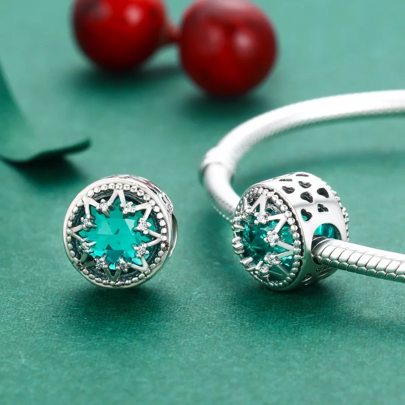(image pour) Charm Style PANDORA Flocons de neige émeraude romantique - SCC308 - Afficher 4