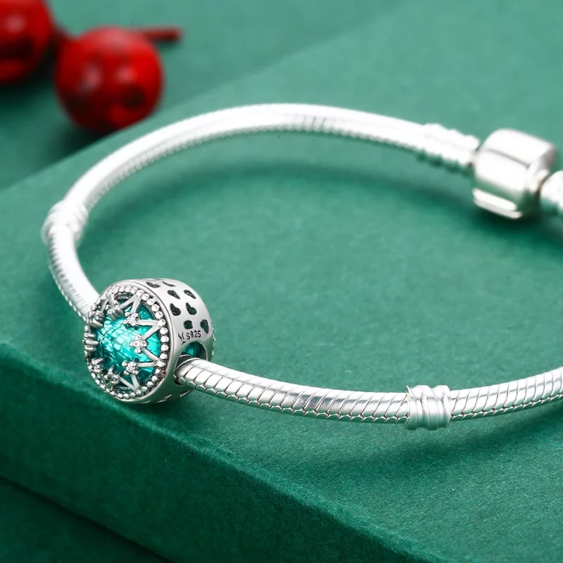 (image pour) Charm Style PANDORA Flocons de neige émeraude romantique - SCC308 - Afficher 5