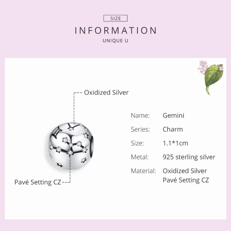 (image pour) Charm Style PANDORA Gémeaux - SCC1218-3 - Afficher 5