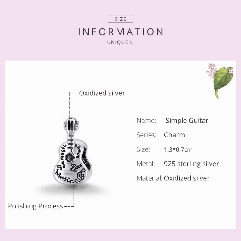 (image pour) Charm Style PANDORA Guitare simple - SCC1708 - Afficher 7