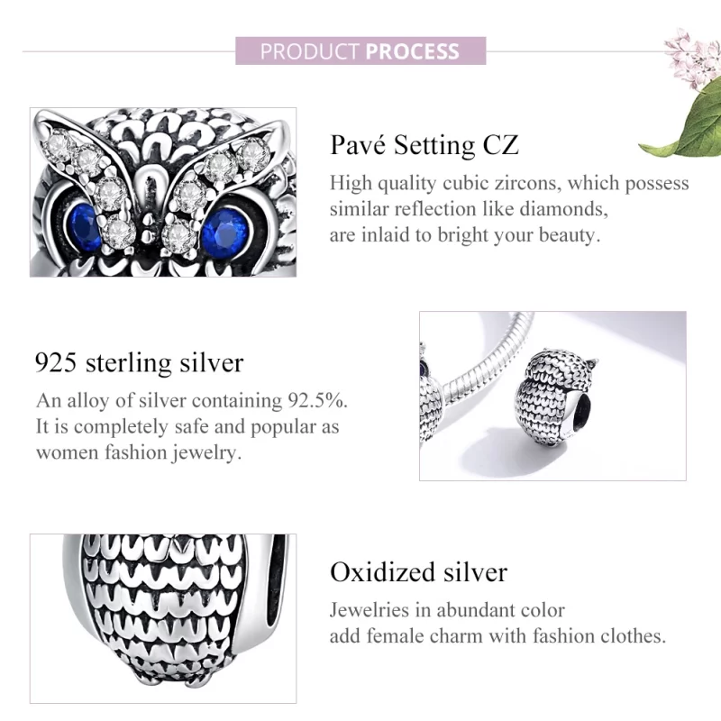 (image pour) Charm Style PANDORA Hibou brillant - SCC1607 - Afficher 8