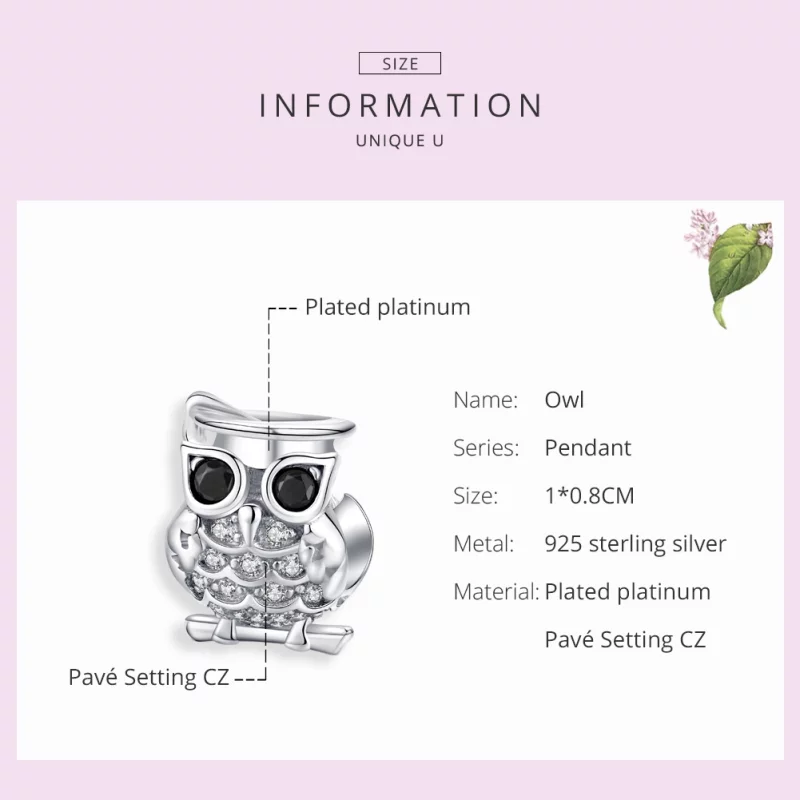 (image pour) Charm Style PANDORA Hibou - BSC124 - Afficher 6