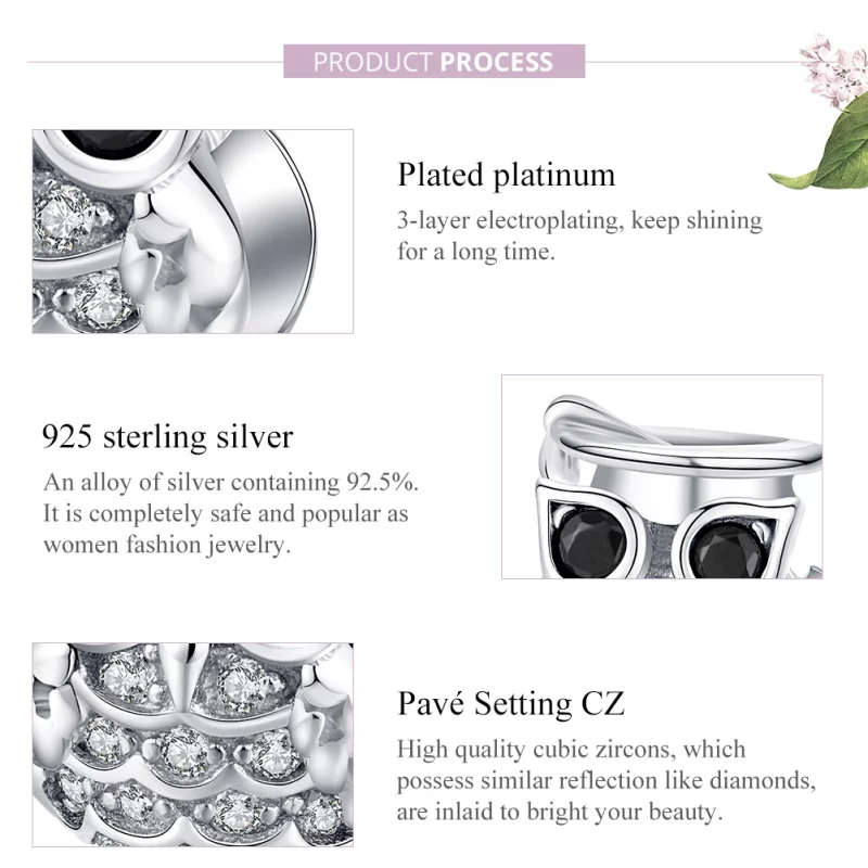 (image pour) Charm Style PANDORA Hibou - BSC124 - Afficher 7