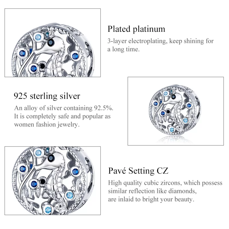 (image pour) Charm Style PANDORA Hippocampe tranquille - BSC266 - Afficher 7