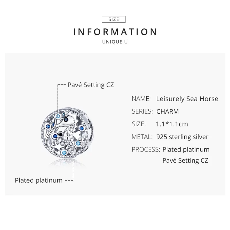 (image pour) Charm Style PANDORA Hippocampe tranquille - BSC266 - Afficher 8
