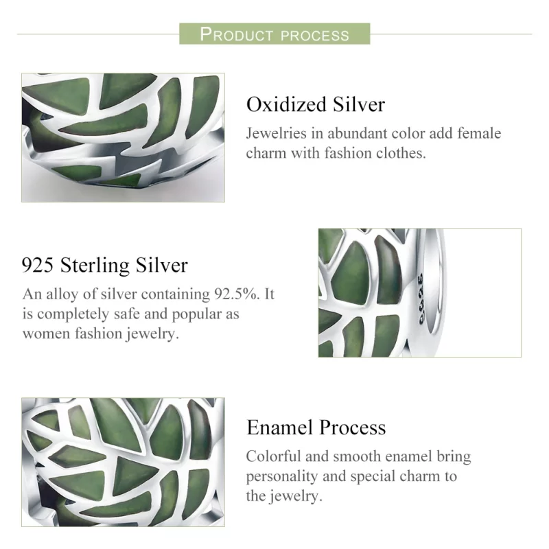 (image pour) Charm Style PANDORA Les feuilles vertes sont amoureuses - SCC524 - Afficher 6
