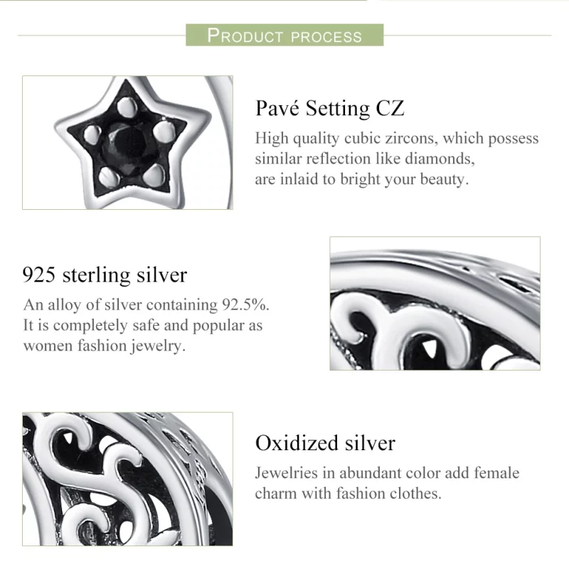 (image pour) Charm Style PANDORA Lune et étoile - SCC483 - Afficher 7